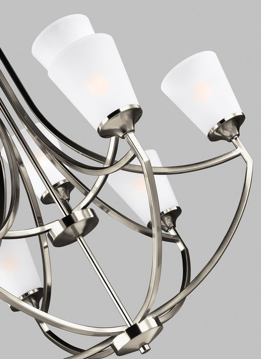 Generation Lighting 3124509-962 Nine Light Chandelier, Brushed Nickel