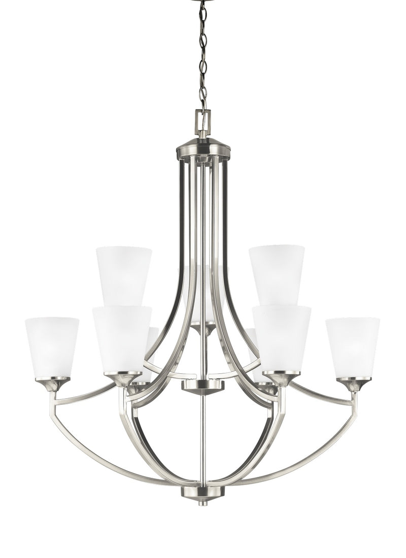 Generation Lighting 3124509-962 Nine Light Chandelier, Brushed Nickel