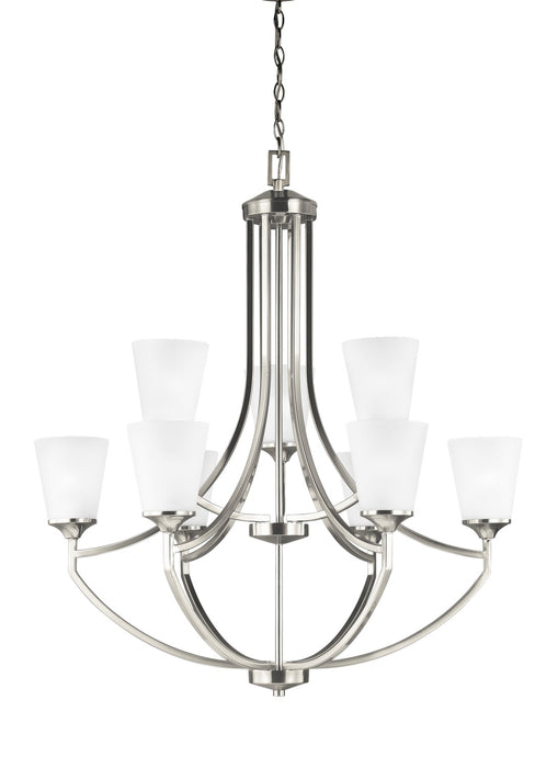 Generation Lighting 3124509-962 Nine Light Chandelier, Brushed Nickel