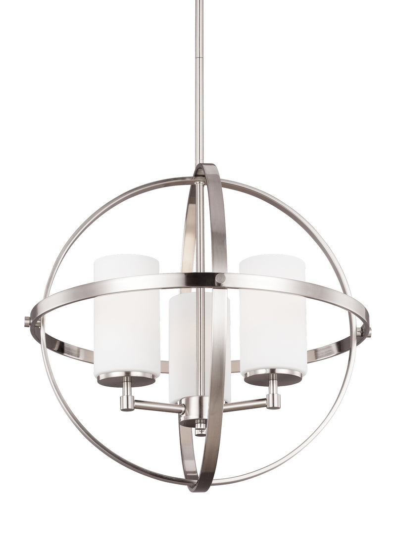 Generation Lighting 3124603-962 Three Light Chandelier, Brushed Nickel