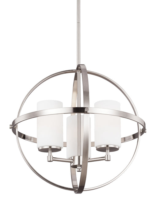 Generation Lighting 3124603-962 Three Light Chandelier, Brushed Nickel