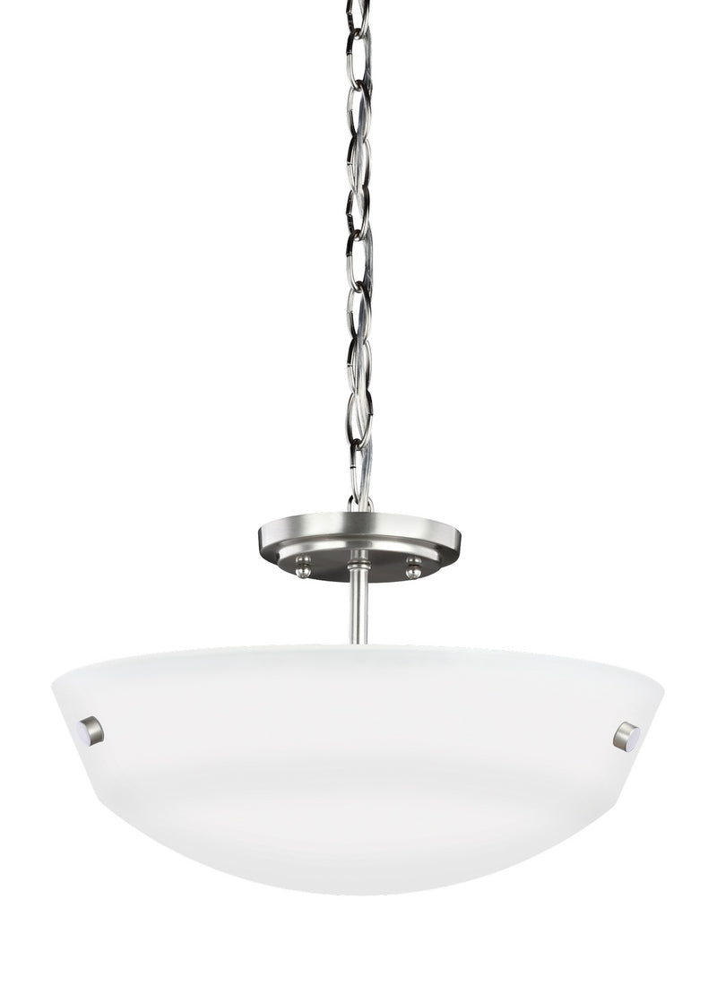 Generation Lighting 7715202-962 Two Light Semi-Flush Convertible Pendant, Brushed Nickel