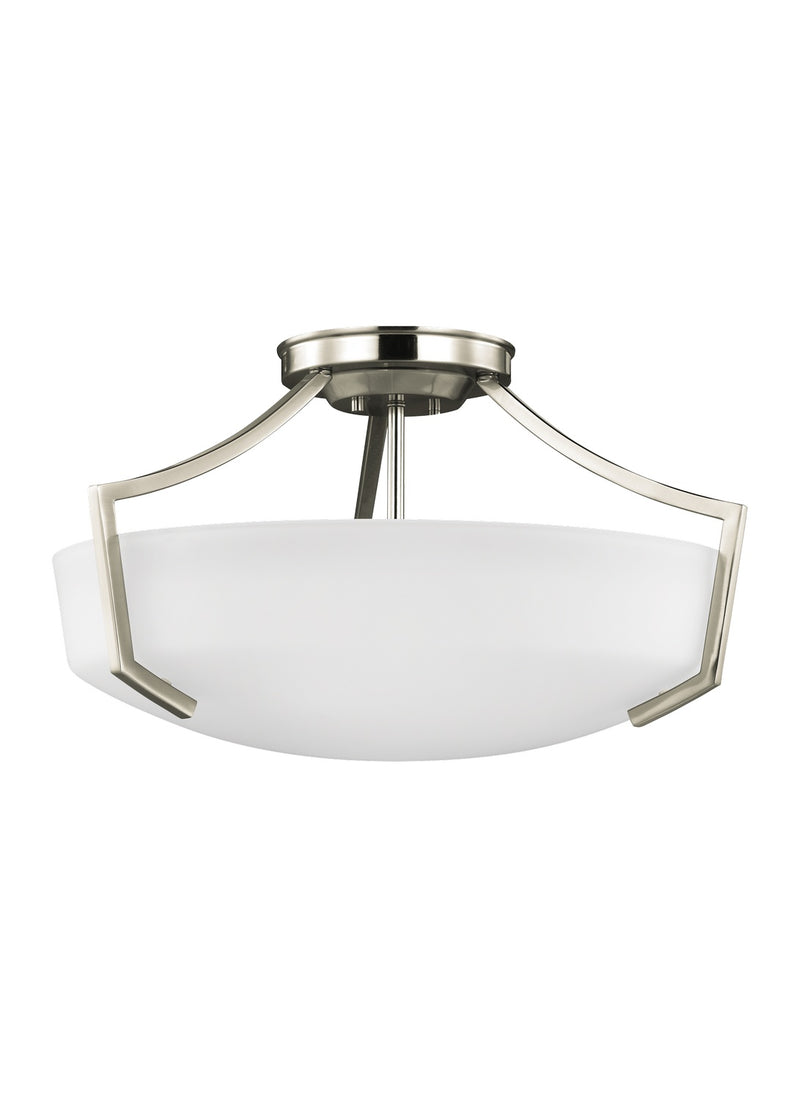 Generation Lighting 7724503-962 Three Light Semi-Flush Convertible Pendant, Brushed Nickel