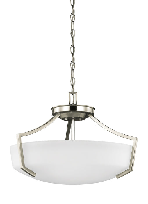 Generation Lighting 7724503-962 Three Light Semi-Flush Convertible Pendant, Brushed Nickel