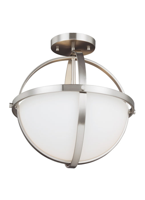 Generation Lighting 7724602-962 Two Light Semi-Flush Convertible Pendant, Brushed Nickel