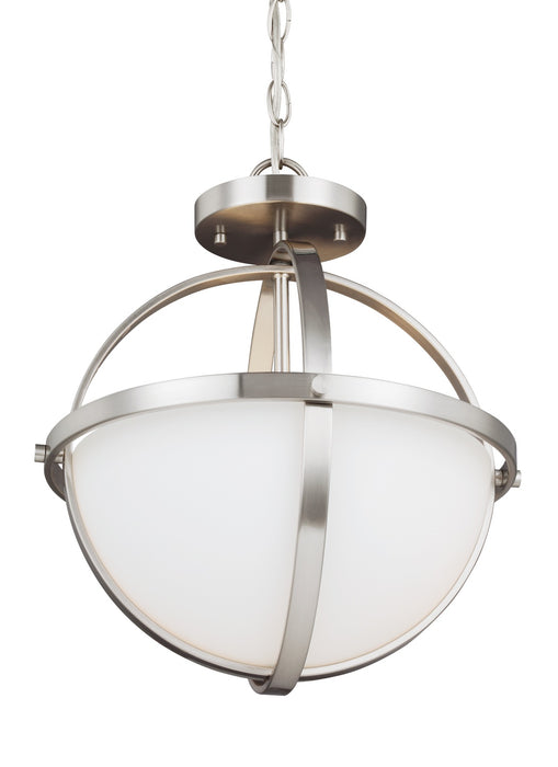 Generation Lighting 7724602-962 Two Light Semi-Flush Convertible Pendant, Brushed Nickel