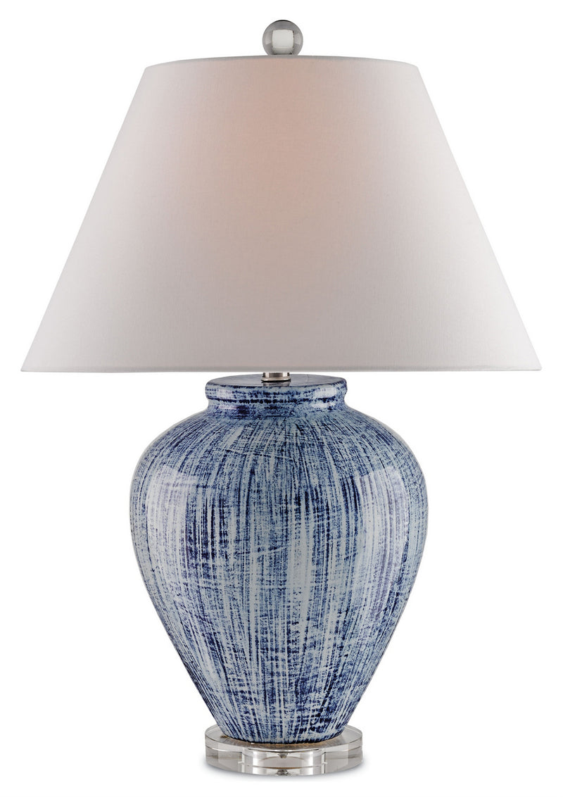Currey and Company 6224 One Light Table Lamp, Blue/White