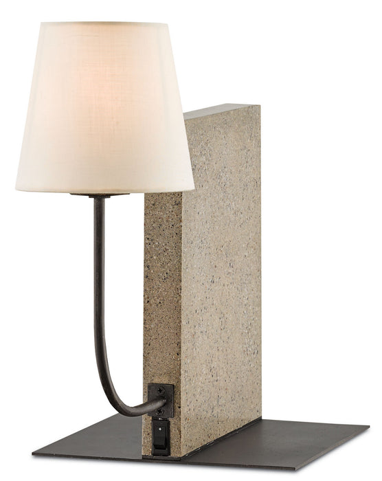 Currey and Company 6555 One Light Table Lamp, Polished Concrete/Aged Steel