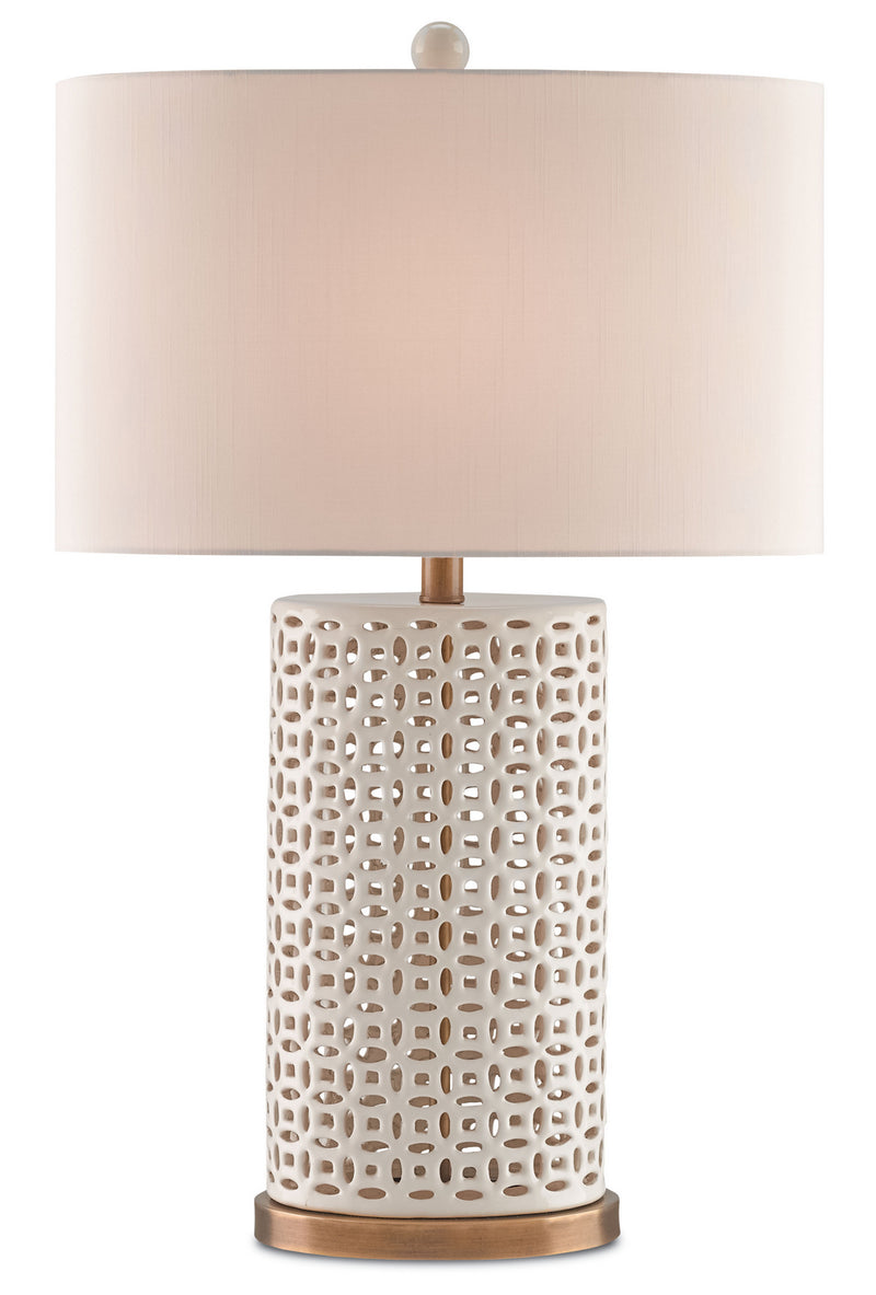 Currey and Company 6925 One Light Table Lamp, Ivory/Antique Brass