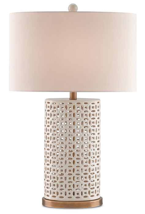 Currey and Company 6925 One Light Table Lamp, Ivory/Antique Brass
