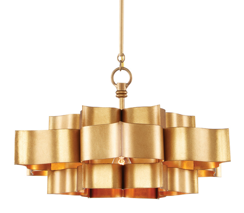 Currey and Company 9944 One Light Chandelier, Antique Gold Leaf