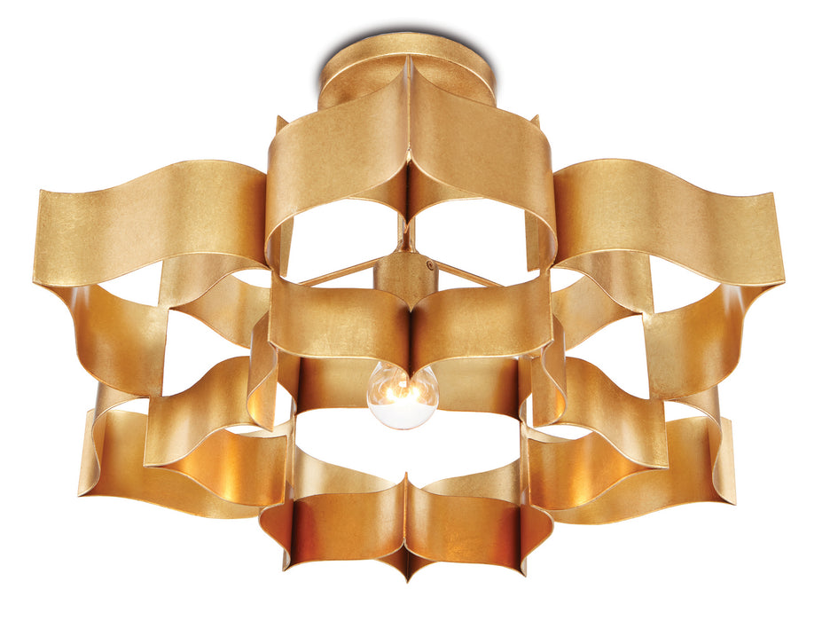 Currey and Company 9944 One Light Chandelier, Antique Gold Leaf