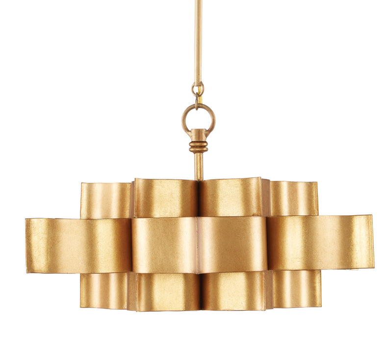 Currey and Company 9944 One Light Chandelier, Antique Gold Leaf