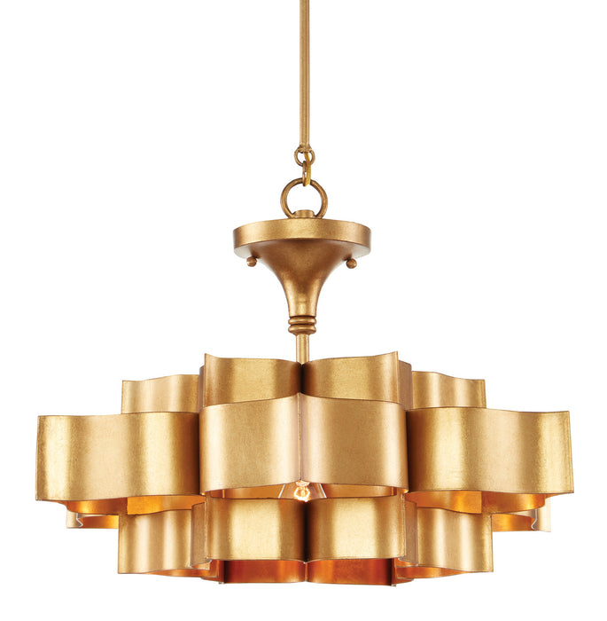 Currey and Company 9944 One Light Chandelier, Antique Gold Leaf