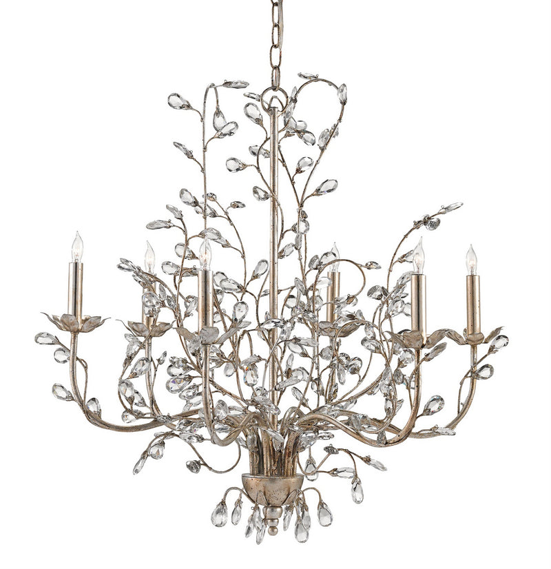 Currey and Company 9973 Six Light Chandelier, Silver Granello