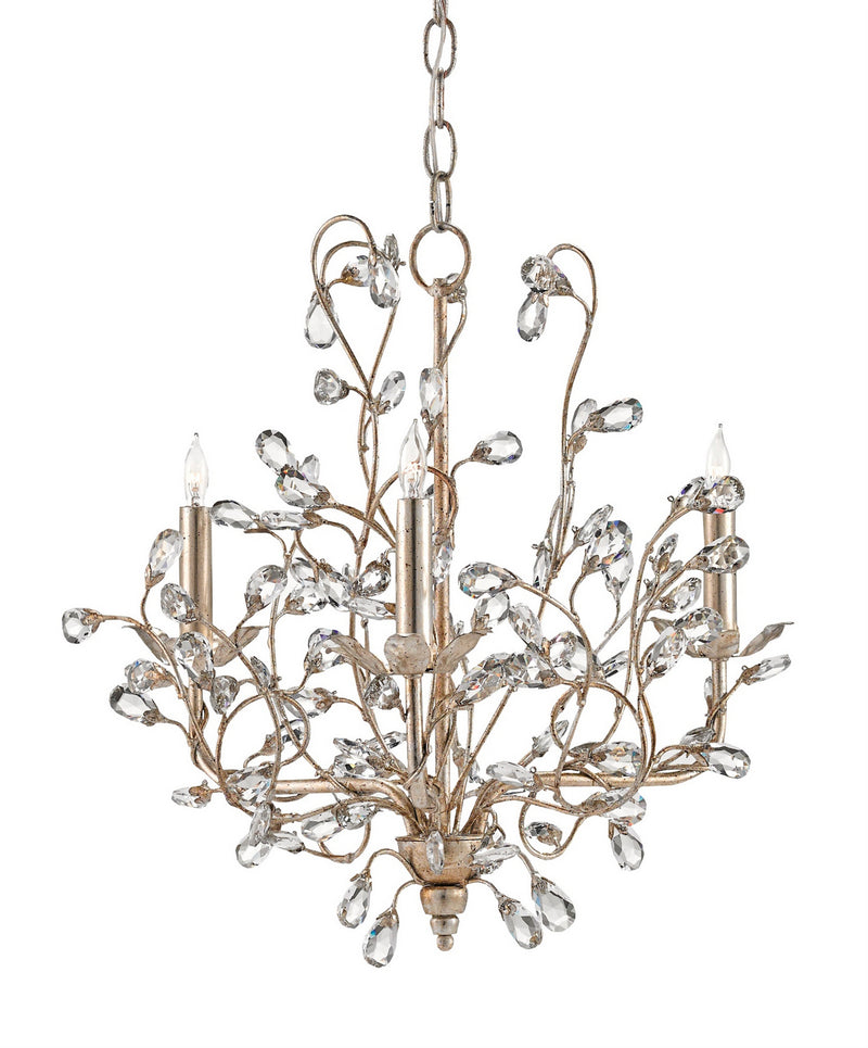 Currey and Company 9974 Three Light Chandelier, Silver Granello