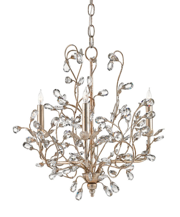 Currey and Company 9974 Three Light Chandelier, Silver Granello