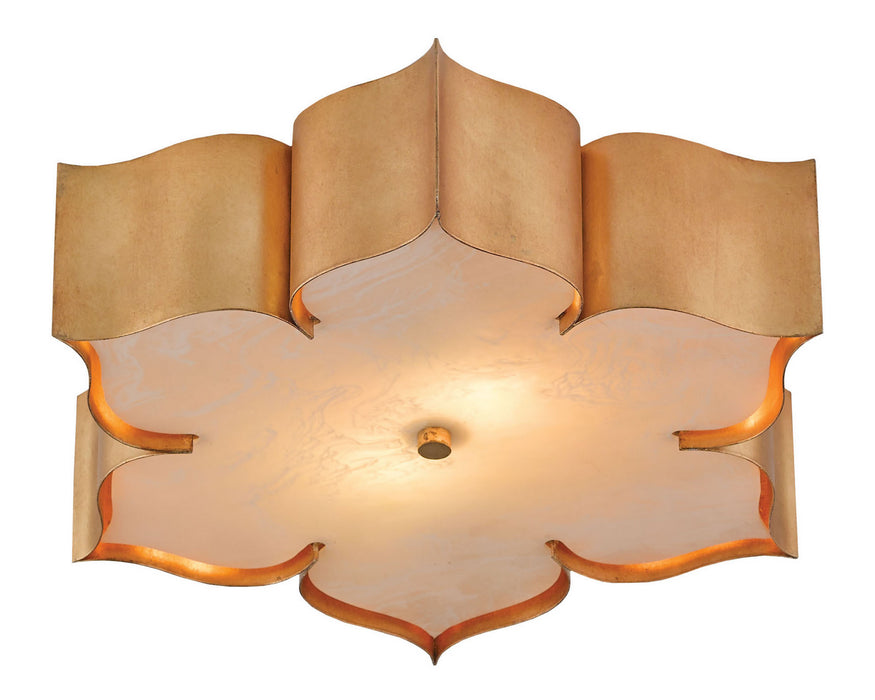 Currey and Company 9999-0010 Two Light Flush Mount, Antique Gold Leaf