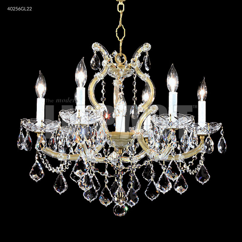 James R. Moder 40256GL22 Six Light Chandelier, Gold Lustre