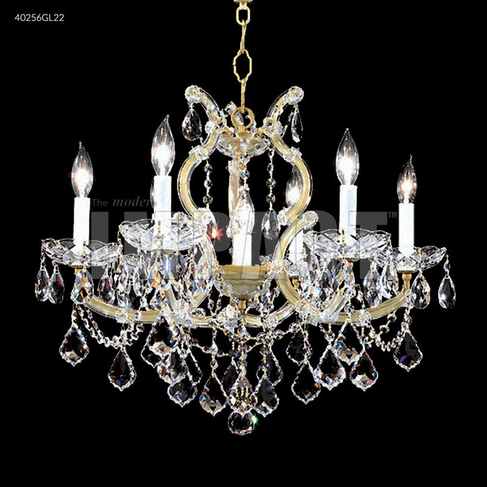 James R. Moder 40256GL22 Six Light Chandelier, Gold Lustre