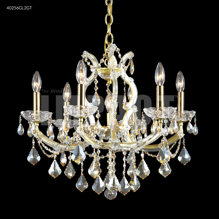 James R. Moder 40256GL2GT Six Light Chandelier, Gold Lustre