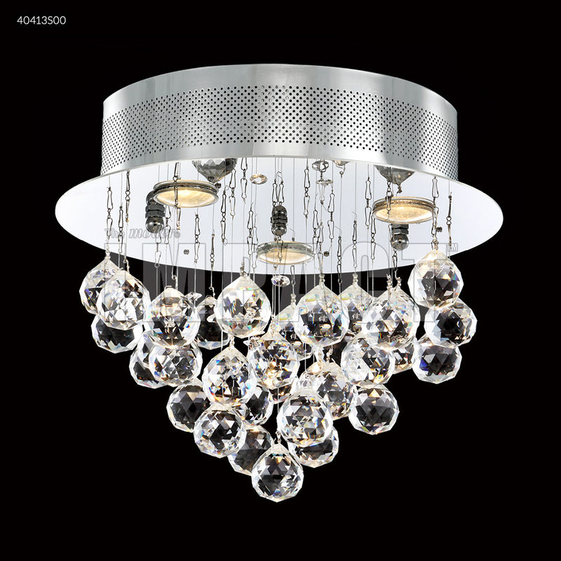 James R. Moder 40413S00 Three Light Flush Mount, Silver