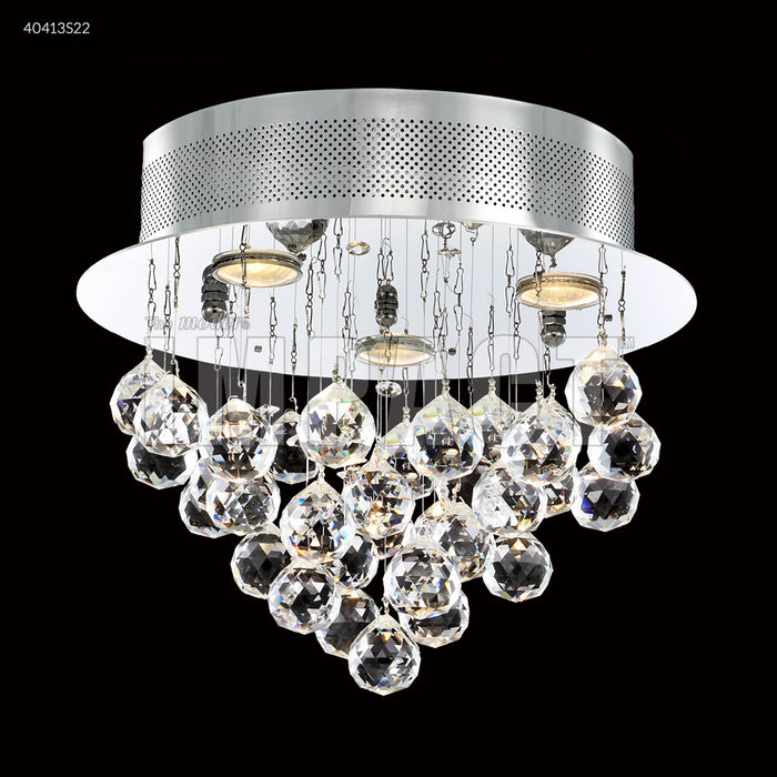 James R. Moder 40413S22 Three Light Flush Mount, Silver