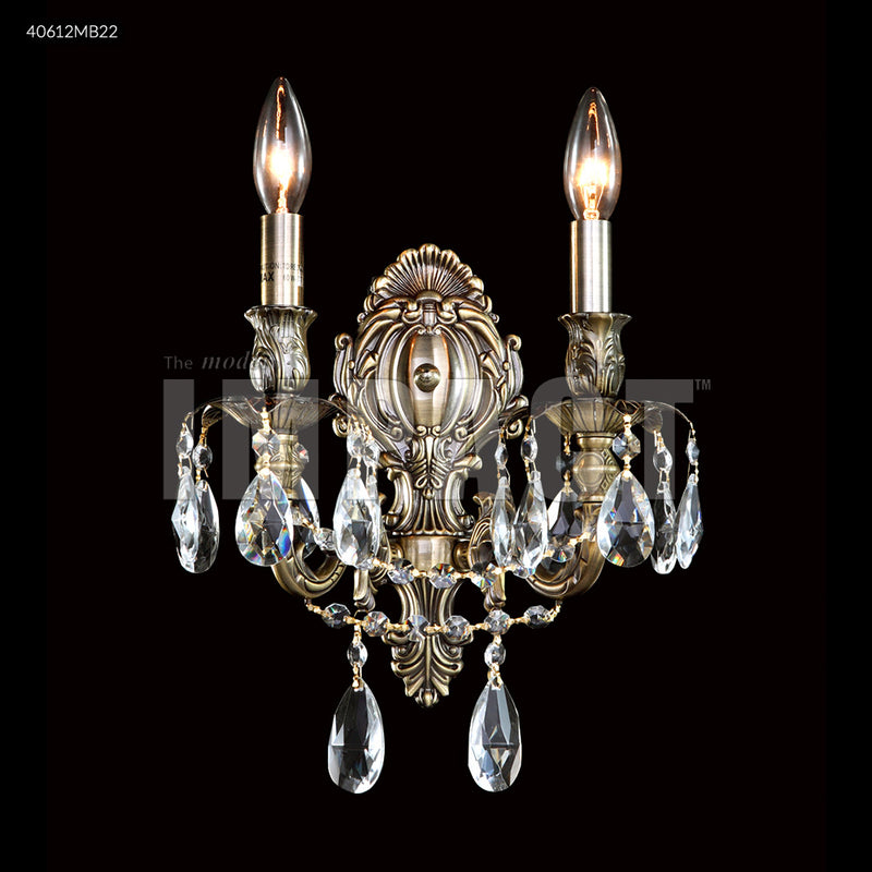 James R. Moder 40612MB22 Two Light Wall Sconce, Monaco Bronze