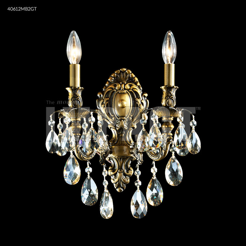 James R. Moder 40612MB2GT Two Light Wall Sconce, Monaco Bronze