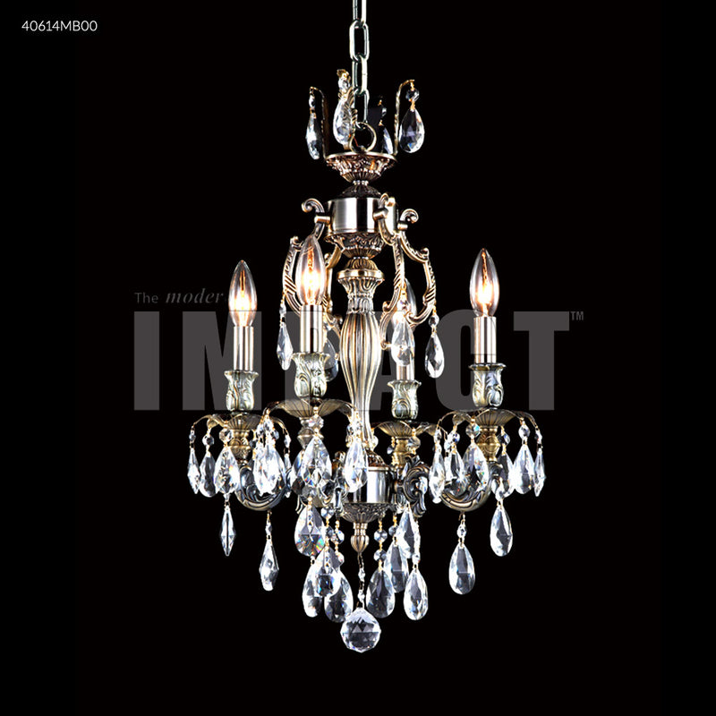 James R. Moder 40614MB00 Four Light Chandelier, Monaco Bronze