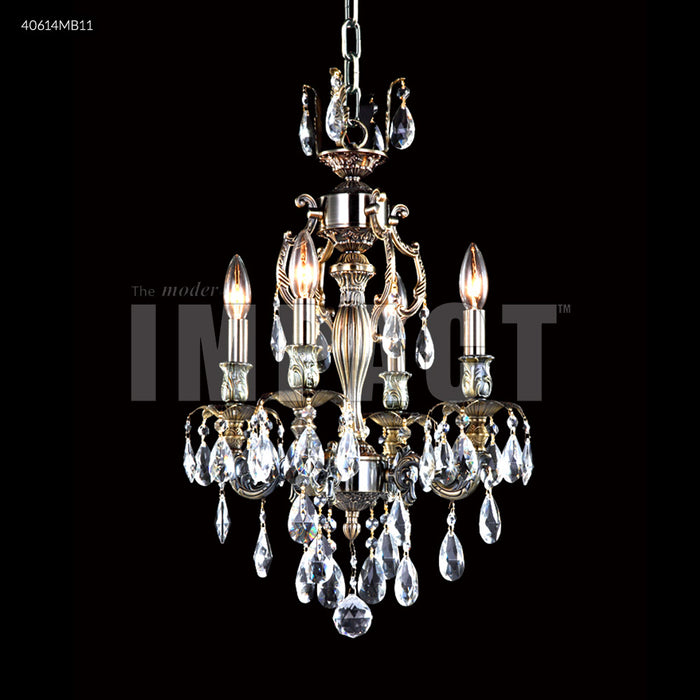 James R. Moder 40614MB11 Four Light Chandelier, Monaco Bronze