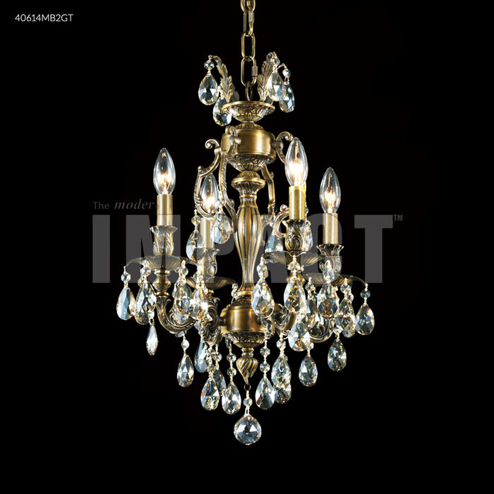 James R. Moder 40614MB2GT Four Light Chandelier, Monaco Bronze