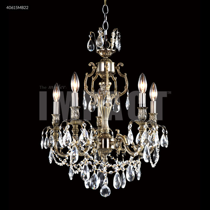 James R. Moder 40615MB22 Five Light Chandelier, Monaco Bronze