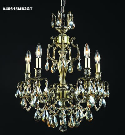 James R. Moder 40615MB2GT Five Light Chandelier, Monaco Bronze