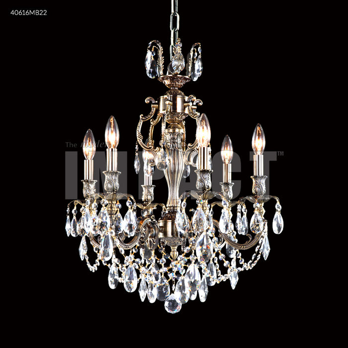 James R. Moder 40616MB22 Six Light Chandelier, Monaco Bronze