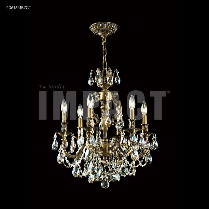 James R. Moder 40616MB2GT Six Light Chandelier, Monaco Bronze