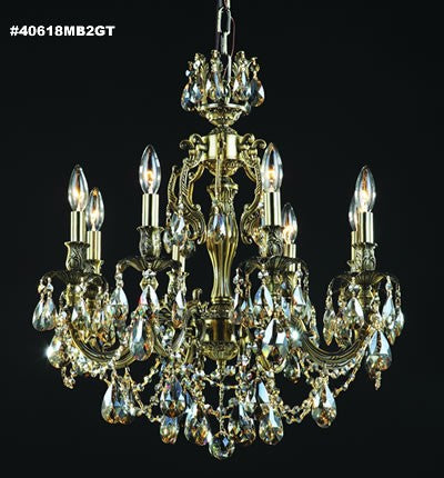 James R. Moder 40618MB2GT Eight Light Chandelier, Monaco Bronze