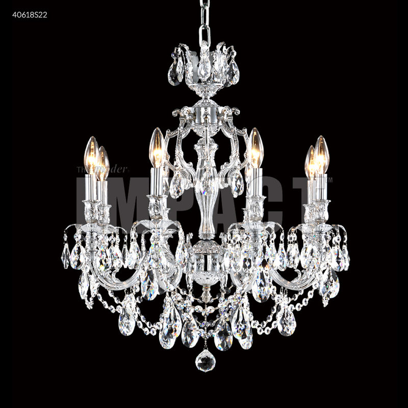 James R. Moder 40618S22 Eight Light Chandelier, Silver