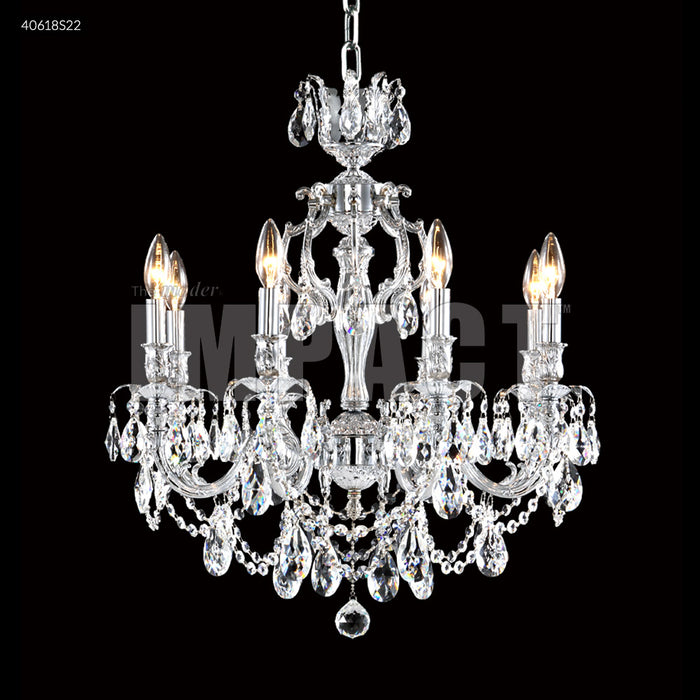 James R. Moder 40618S22 Eight Light Chandelier, Silver