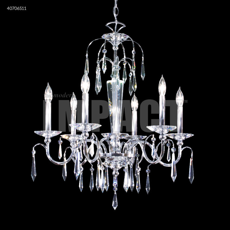 James R. Moder 40706S11 Six Light Chandelier, Silver