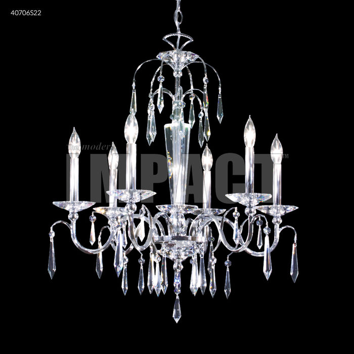 James R. Moder 40706S22 Six Light Chandelier, Silver