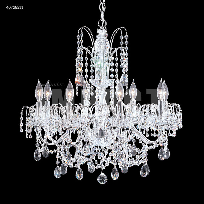 James R. Moder 40728S11 Eight Light Chandelier, Silver