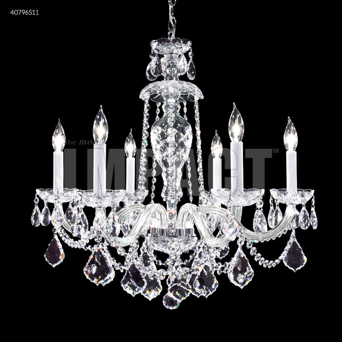 James R. Moder 40796S11 Six Light Chandelier, Silver