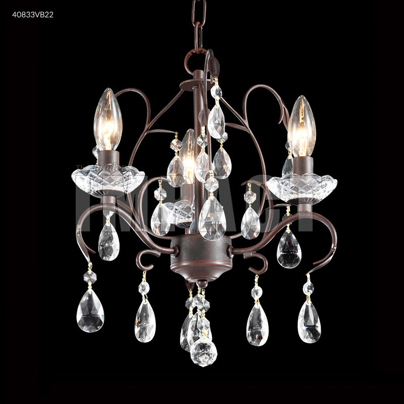 James R. Moder 40833VB22 Three Light Chandelier, Vintage Bronze