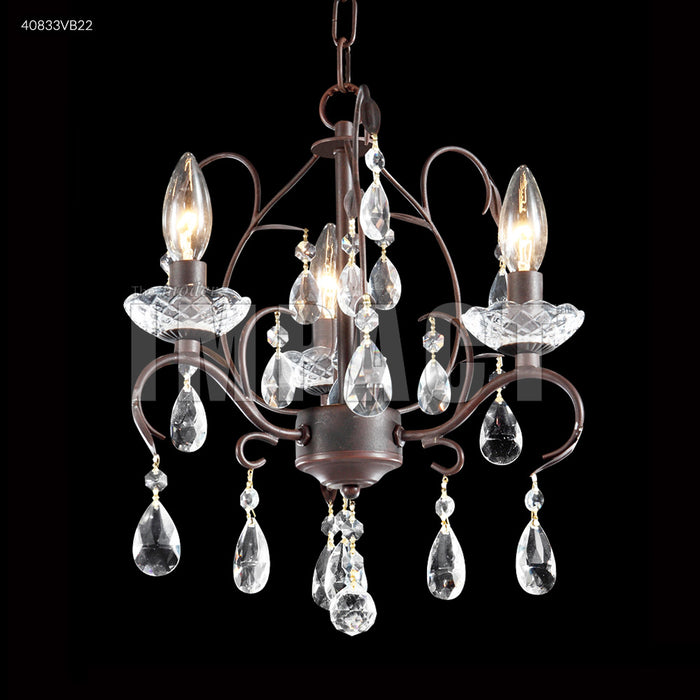 James R. Moder 40833VB22 Three Light Chandelier, Vintage Bronze