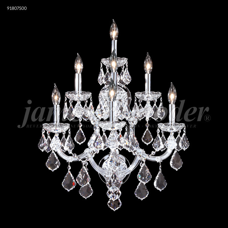 James R. Moder 91807S00 Seven Light Wall Sconce, Silver