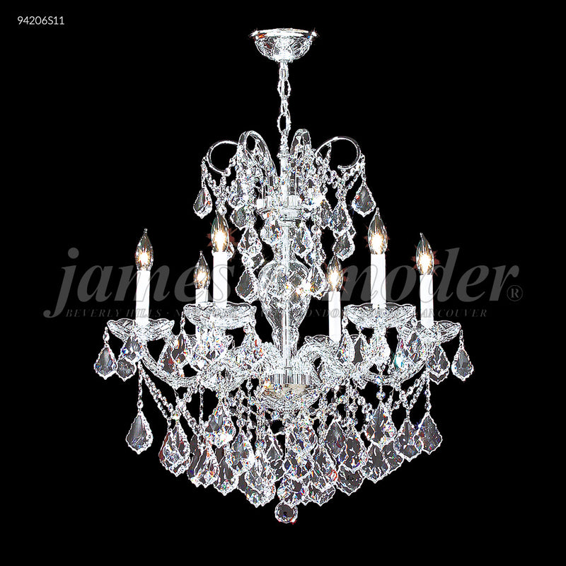 James R. Moder 94206S11 Six Light Chandelier, Silver
