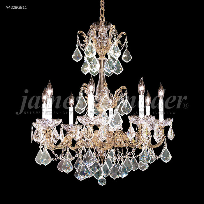 James R. Moder 94328GB11 Eight Light Chandelier, Gold-Brown Patina