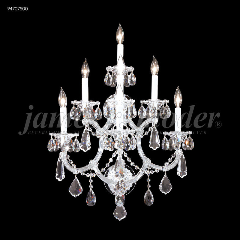 James R. Moder 94707S00 Seven Light Wall Sconce, Silver