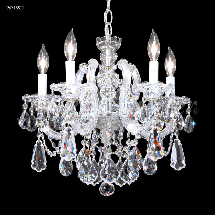 James R. Moder 94715S11 Five Light Pendant, Silver